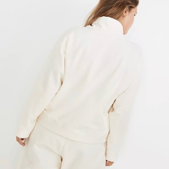 New Madewell MWL Ribbed Funnelneck Sweatshirt XS Cream Relaxed Slouchy Boxy - Picture 6 of 13